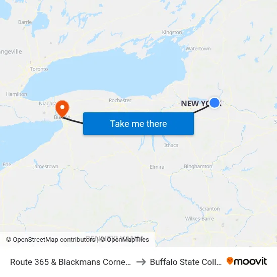 Route 365 & Blackmans Corners Rd to Buffalo State College map