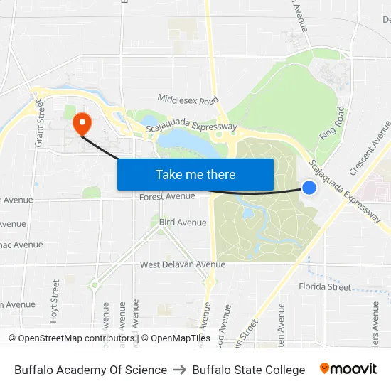 Buffalo Academy Of Science to Buffalo State College map