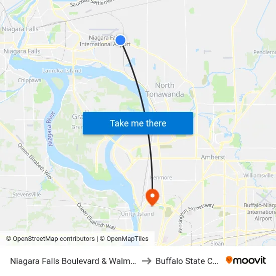 Niagara Falls Boulevard & Walmore Road to Buffalo State College map