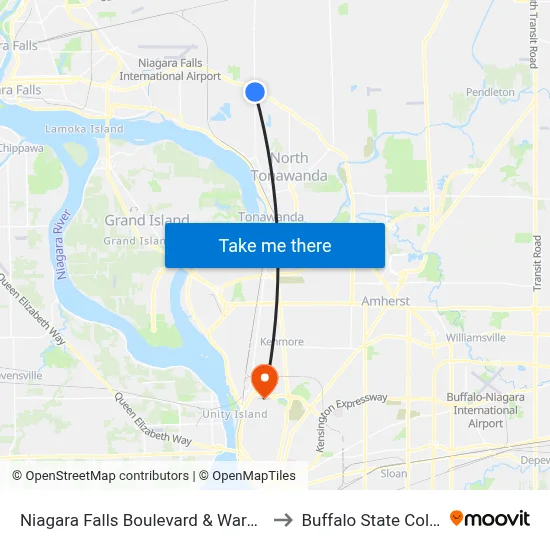 Niagara Falls Boulevard & Ward Road to Buffalo State College map