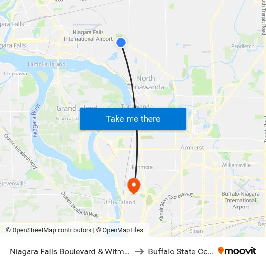 Niagara Falls Boulevard & Witmer Road to Buffalo State College map