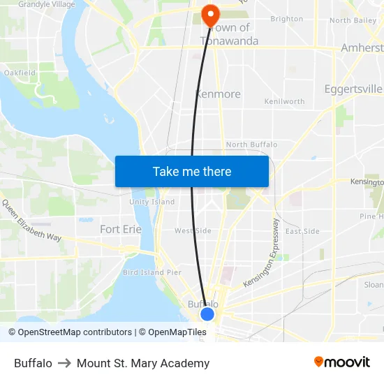 Buffalo to Mount St. Mary Academy map