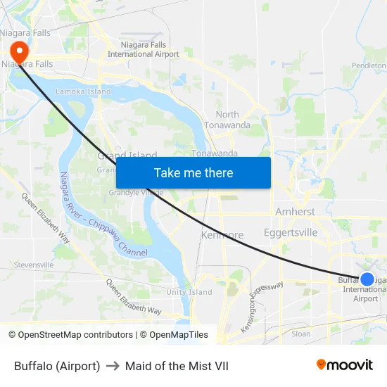 Buffalo (Airport) to Maid of the Mist VII map