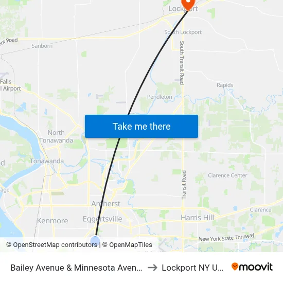 Bailey Avenue & Minnesota Avenue to Lockport NY USA map