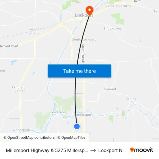 Millersport Highway & 5275 Millersport Highway to Lockport NY USA map