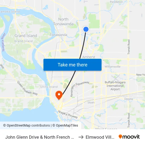 John Glenn Drive & North French Road to Elmwood Village map