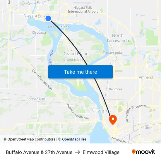 Buffalo Avenue & 27th Avenue to Elmwood Village map