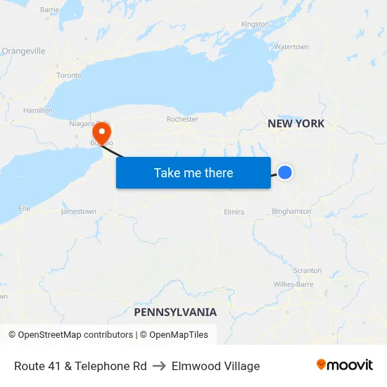Route 41 & Telephone Rd to Elmwood Village map