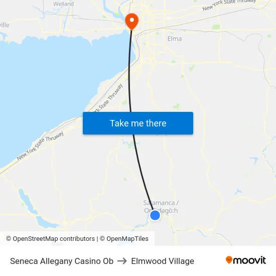 Seneca Allegany Casino Ob to Elmwood Village map