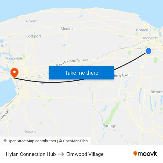 Hylan Connection Hub to Elmwood Village map