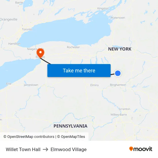 Willet Town Hall to Elmwood Village map