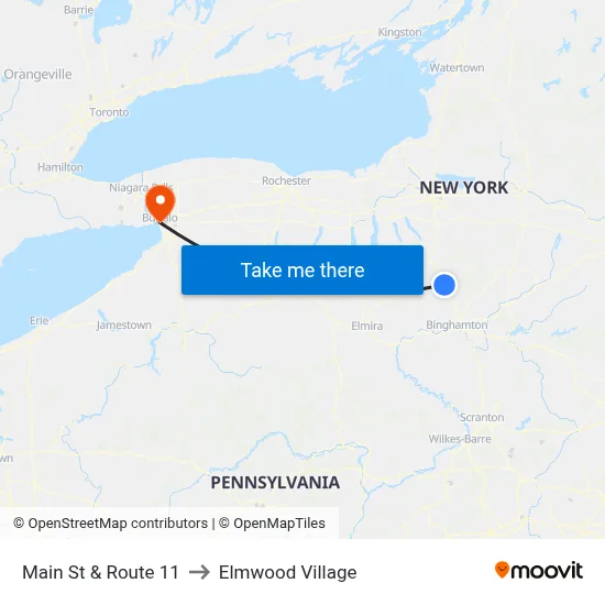 Main St & Route 11 to Elmwood Village map