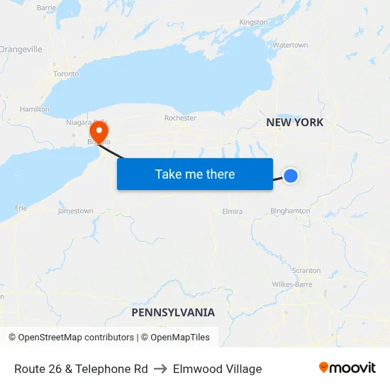 Route 26 & Telephone Rd to Elmwood Village map