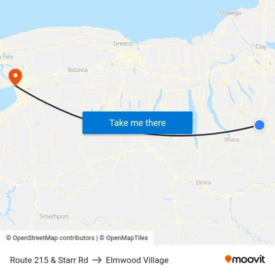 Route 215 & Starr Rd to Elmwood Village map