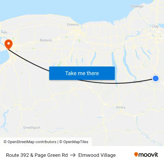 Route 392 & Page Green Rd to Elmwood Village map