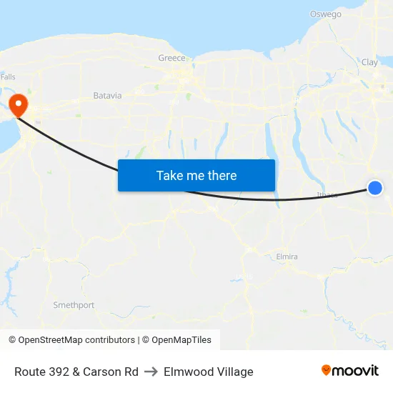 Route 392 & Carson Rd to Elmwood Village map