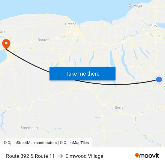 Route 392 & Route 11 to Elmwood Village map