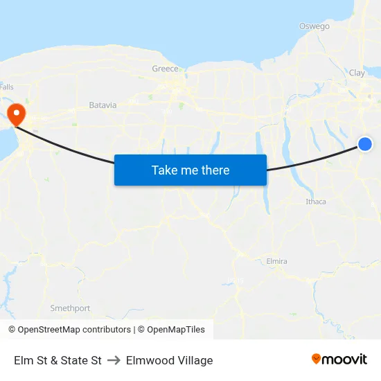 Elm St & State St to Elmwood Village map