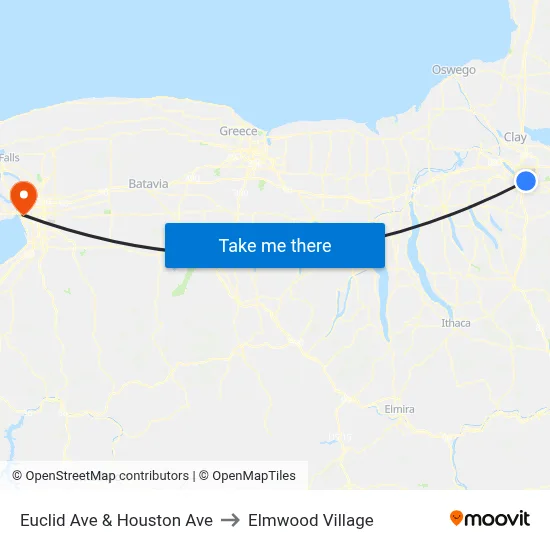 Euclid Ave & Houston Ave to Elmwood Village map