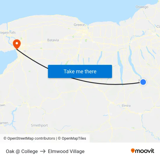 Oak @ College to Elmwood Village map