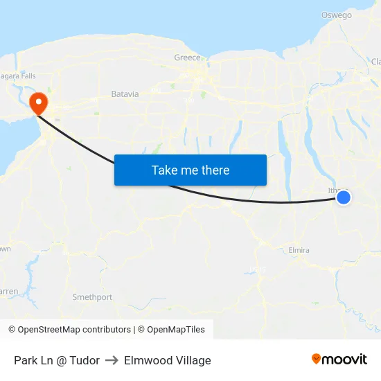 Park Ln @ Tudor to Elmwood Village map
