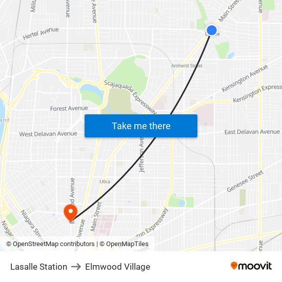 Lasalle Station to Elmwood Village map