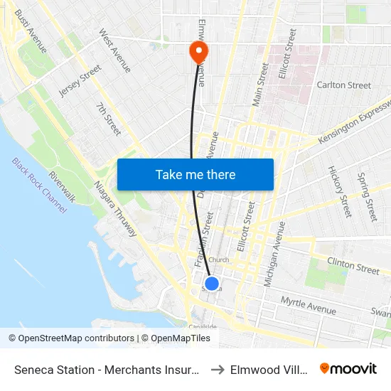 Seneca Station - Merchants Insurance to Elmwood Village map
