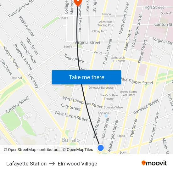 Lafayette Station to Elmwood Village map
