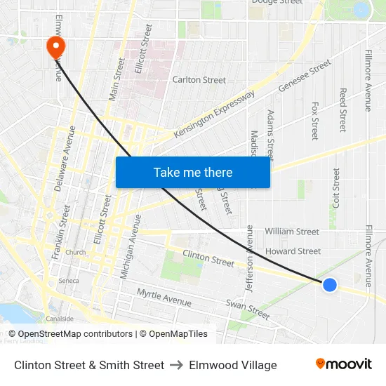 Clinton Street & Smith Street to Elmwood Village map