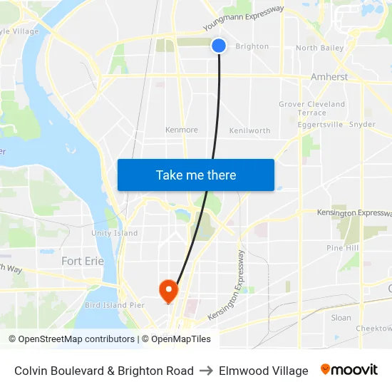 Colvin Boulevard & Brighton Road to Elmwood Village map