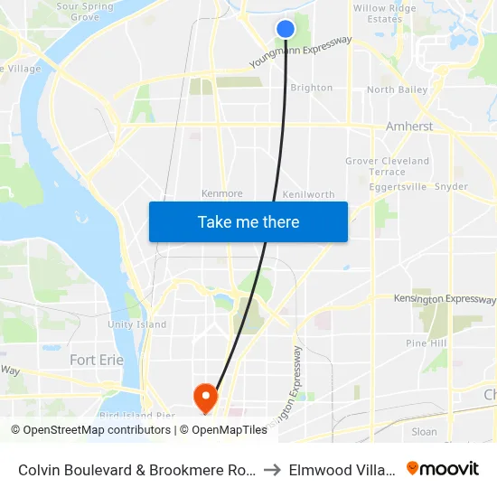 Colvin Boulevard & Brookmere Road to Elmwood Village map