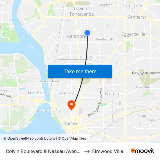 Colvin Boulevard & Nassau Avenue to Elmwood Village map