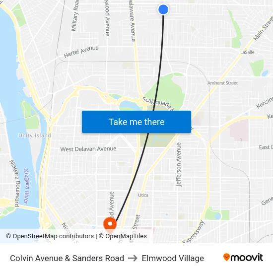 Colvin Avenue & Sanders Road to Elmwood Village map