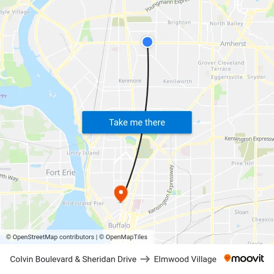 Colvin Boulevard & Sheridan Drive to Elmwood Village map
