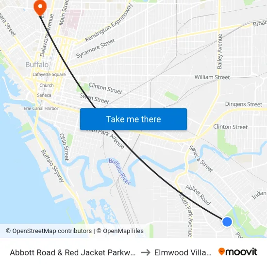 Abbott Road & Red Jacket Parkway to Elmwood Village map