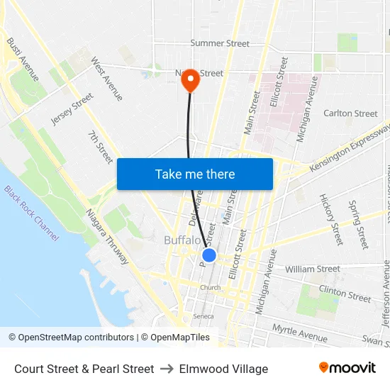 Court Street & Pearl Street to Elmwood Village map
