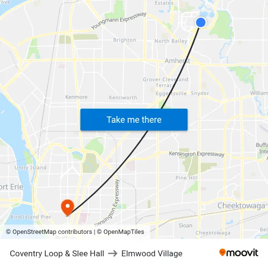Coventry Loop & Slee Hall to Elmwood Village map