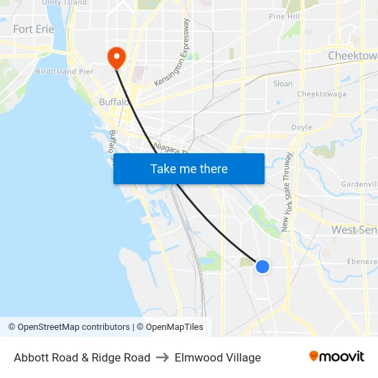 Abbott Road & Ridge Road to Elmwood Village map