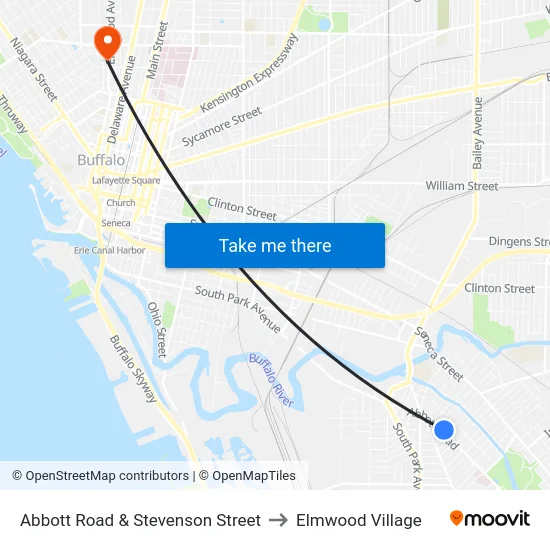 Abbott Road & Stevenson Street to Elmwood Village map