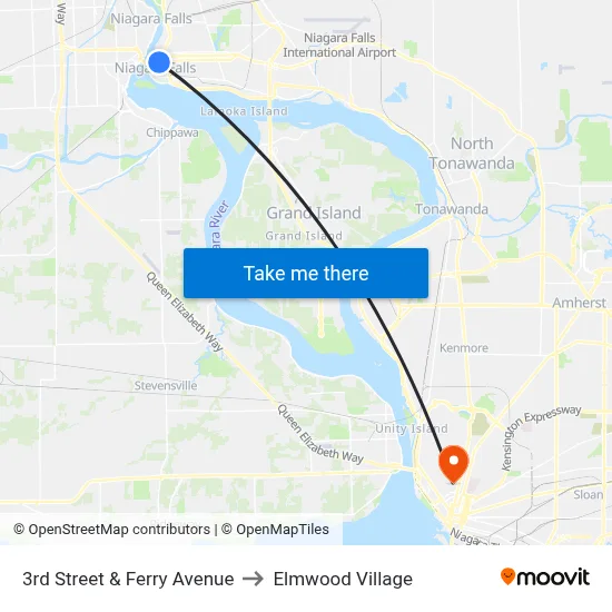 3rd Street & Ferry Avenue to Elmwood Village map