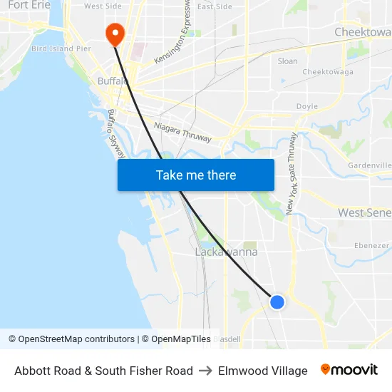 Abbott Road & South Fisher Road to Elmwood Village map