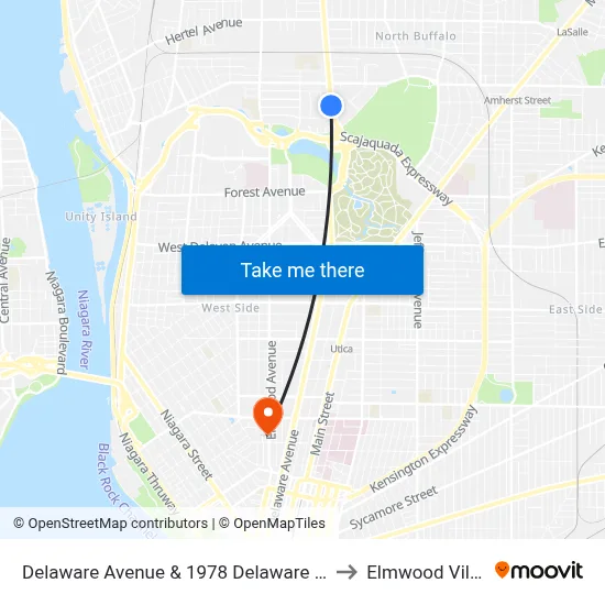 Delaware Avenue & 1978 Delaware Avenue to Elmwood Village map