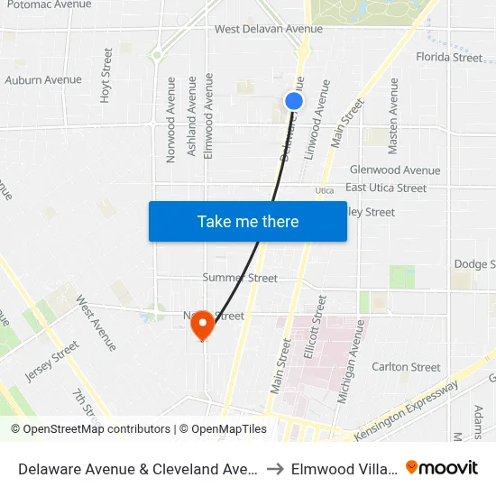 Delaware Avenue & Cleveland Avenue to Elmwood Village map