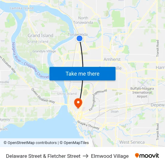 Delaware Street & Fletcher Street to Elmwood Village map