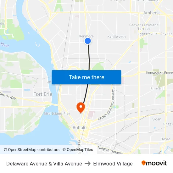 Delaware Avenue & Villa Avenue to Elmwood Village map