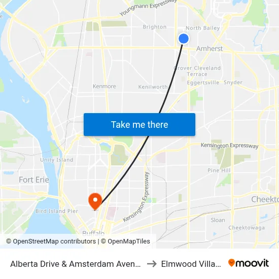 Alberta Drive & Amsterdam Avenue to Elmwood Village map