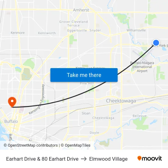 Earhart Drive & 80 Earhart Drive to Elmwood Village map