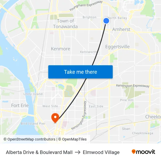 Alberta Drive & Boulevard Mall to Elmwood Village map