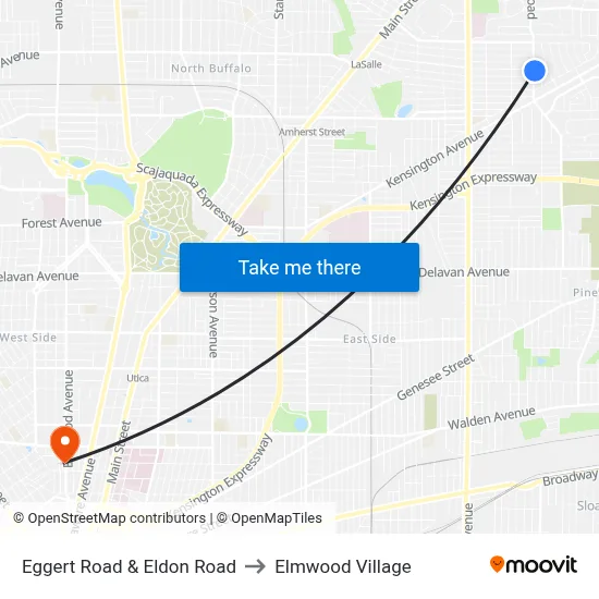 Eggert Road & Eldon Road to Elmwood Village map