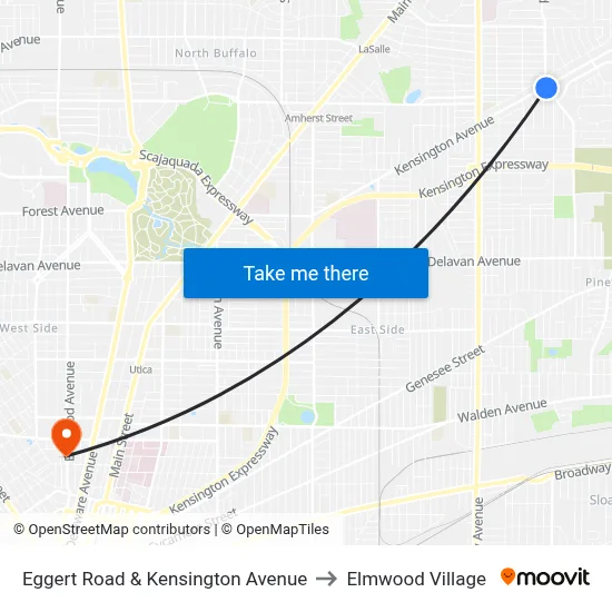 Eggert Road & Kensington Avenue to Elmwood Village map